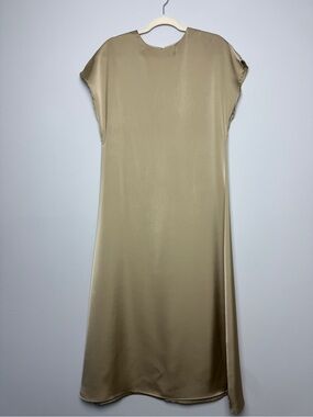 Women's Minimalist Satin Slip Dress in Beige